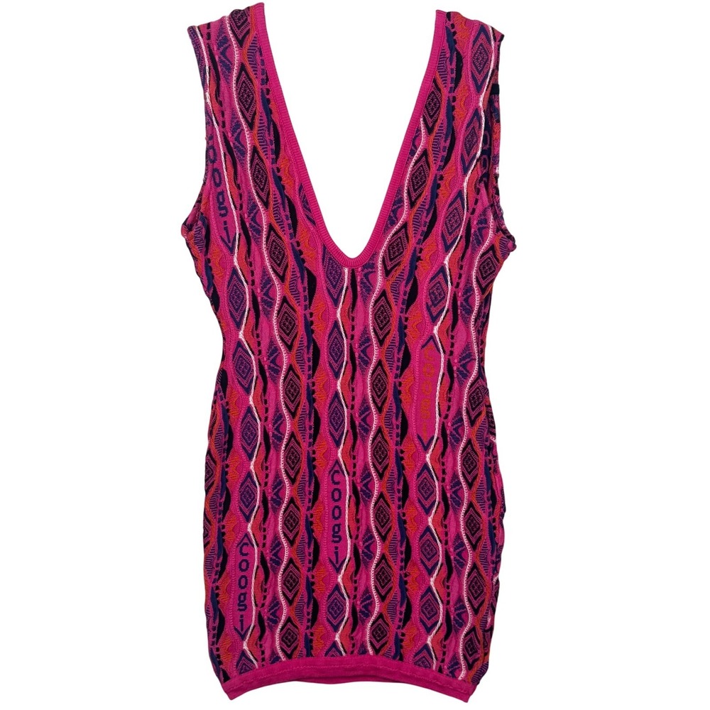 Rare Vintage Coogi Australia Pink Knit Bodycon Dress Y2K Festival Barbiecore